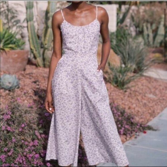 Gal Meets Glam Pants - Gal Meets Glam Etta Floral Tie Back Jumpsuit White Lilac Jumper Size 6 H12989